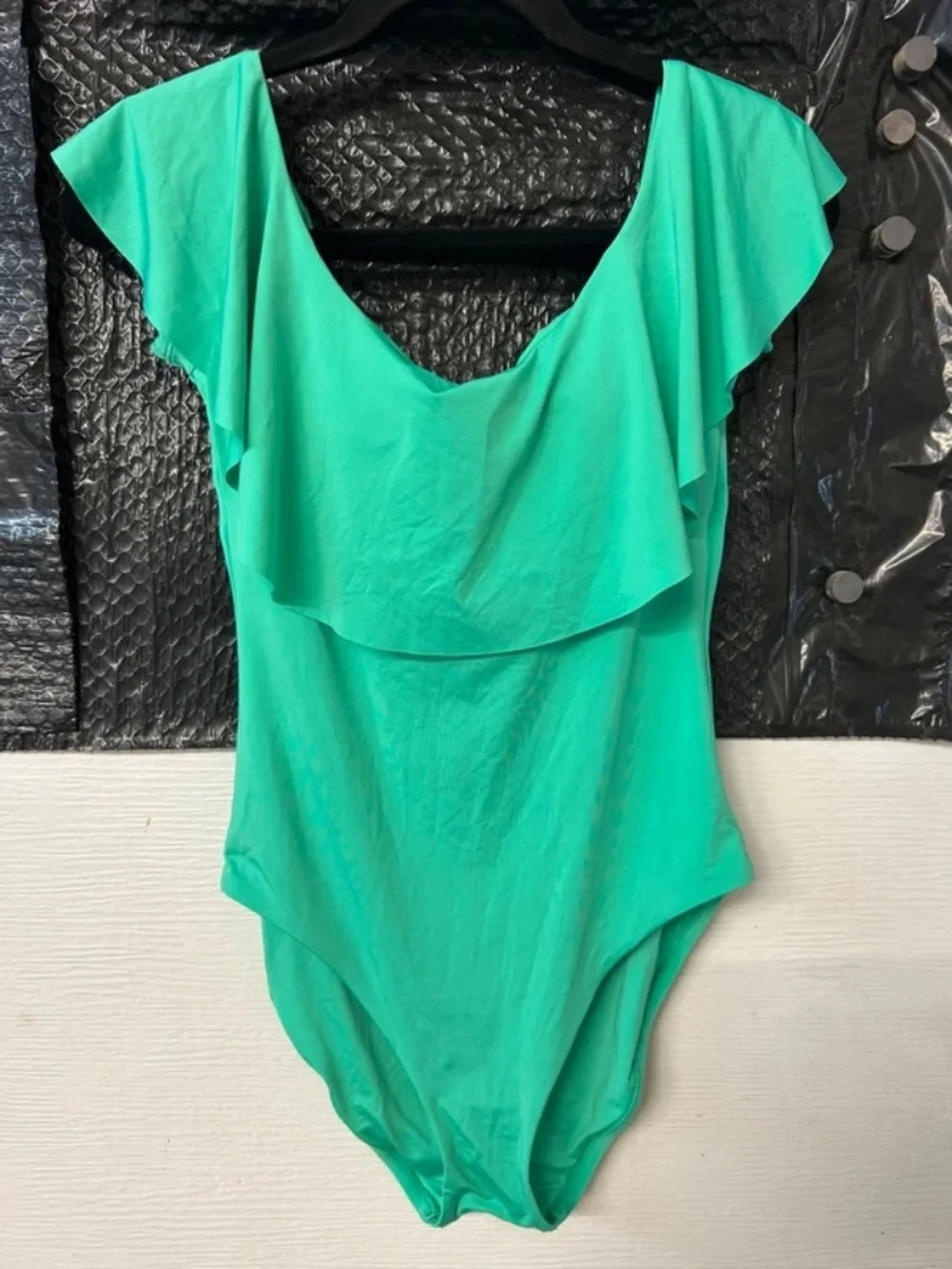 Trina Turk Monaco Off-the-Shoulder Ruffle Bandeau One-Piece Swimsuit Size 8
